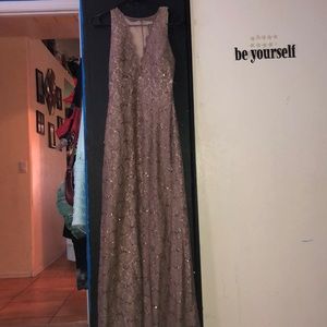 long dress that’s like blush color.